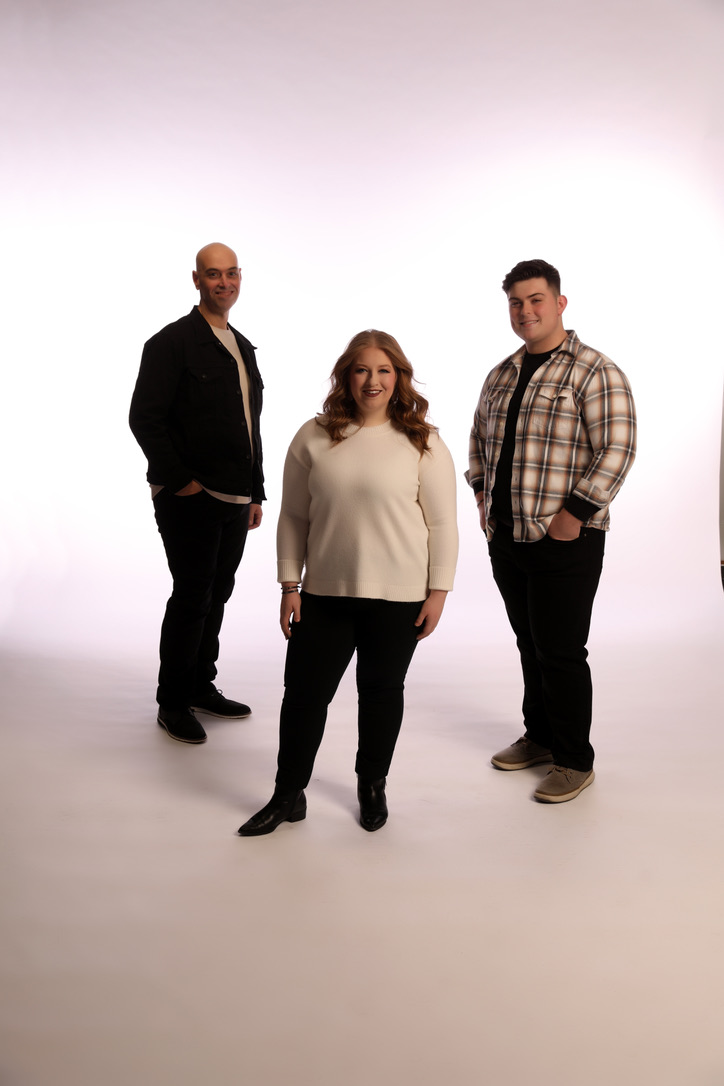 The Ozees studio portrait: Chad, Caitlyn, and Caleb